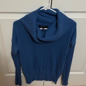 Jones New York Ribbed Cowl Neck Sweater in Blue